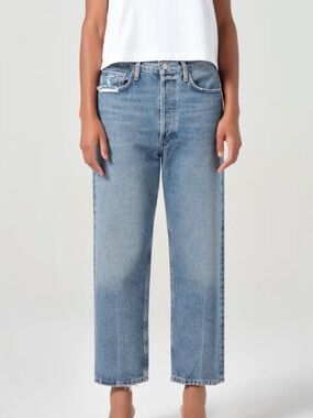 AGOLDE 90’s Crop Mid Rise Straight Jeans Hooked Wash Size 31 Relaxed Loose Fit